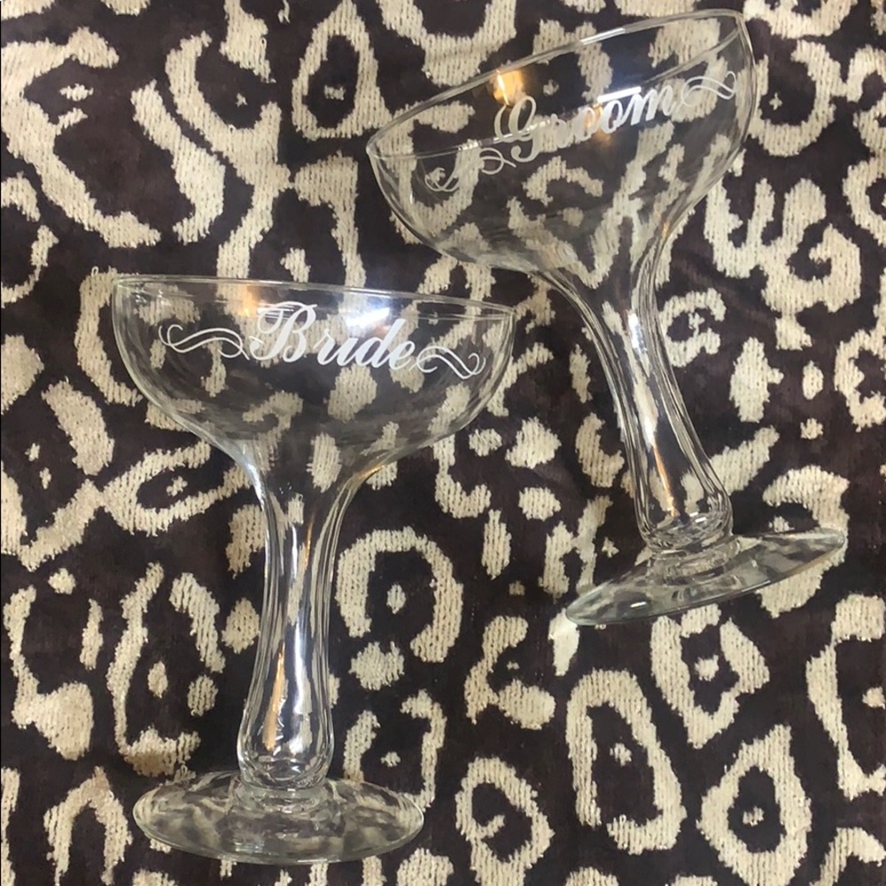 Wedding glasses bride and groom